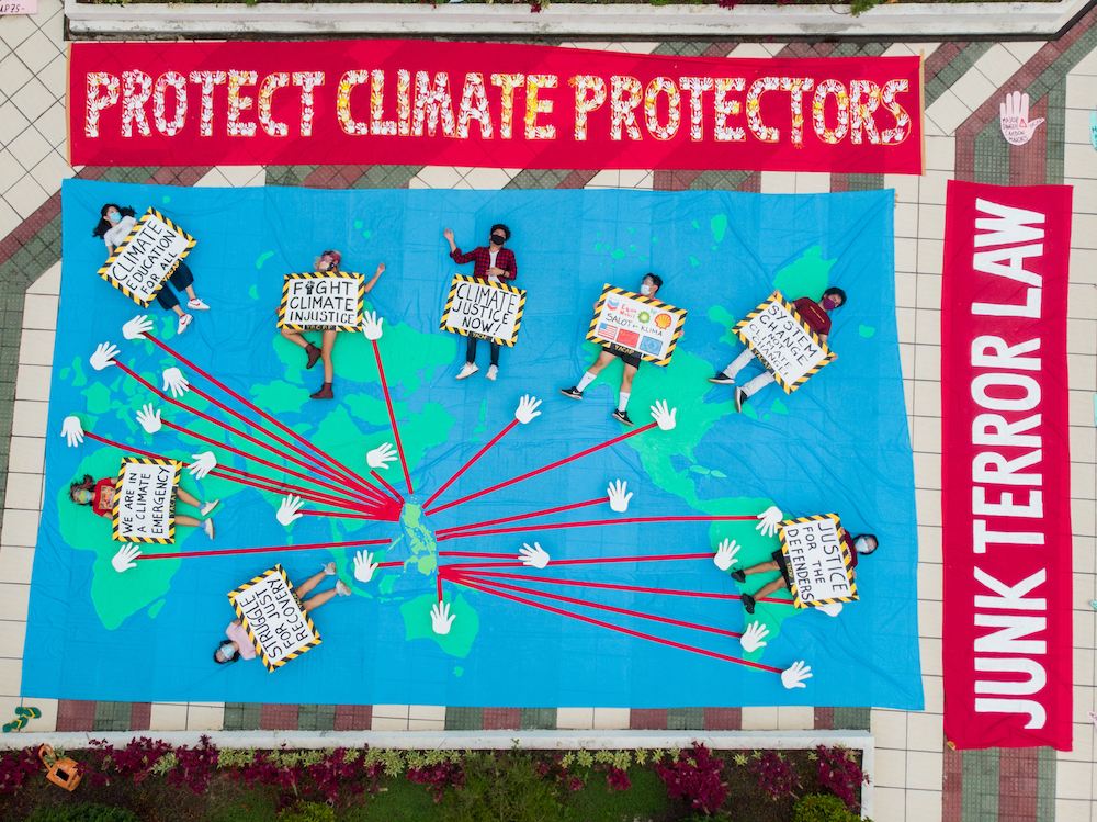 An aerial art attack by YACAP demanding climate action and calling out former President Rodrigo Duterte’s “hypocritical” United Nations General Assembly speech on climate change
